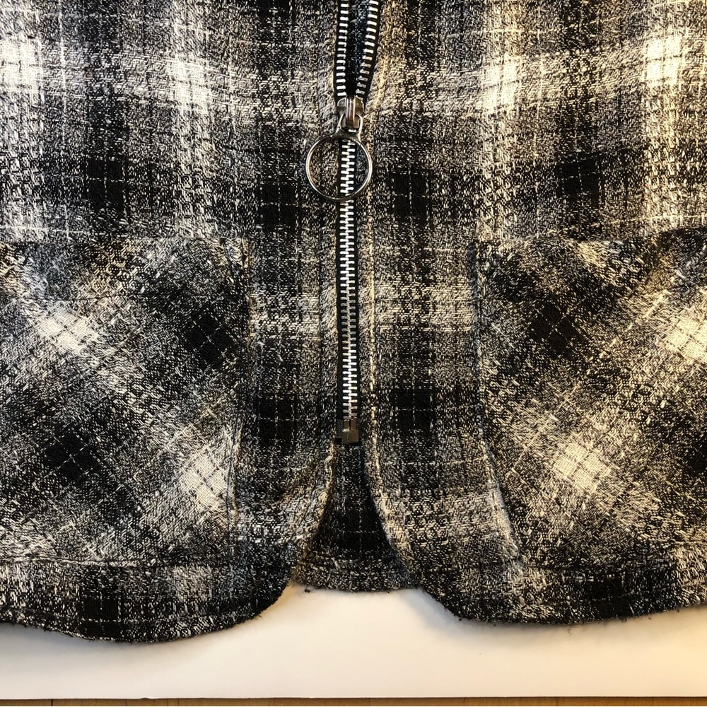 Vintage zipper vest Contempo Casuals plaid black white - Picture 5 of 8